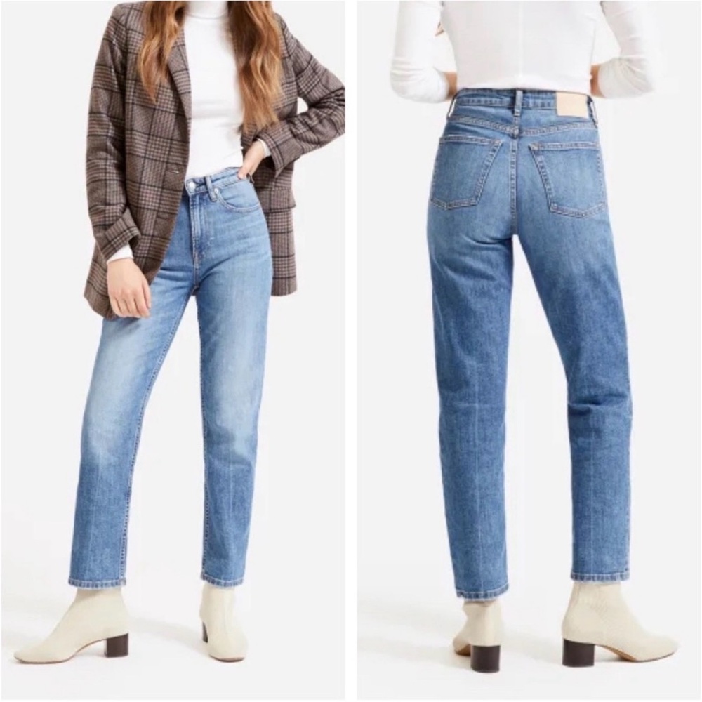 Everlane The High Rise Straight Jeans Medium Wash Sz 25